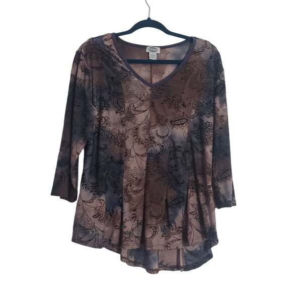 Vintage Y2K Sienna Grace Floral Print Tunic Top Womens L Boho Grunge Fairycore - Picture 1 of 6